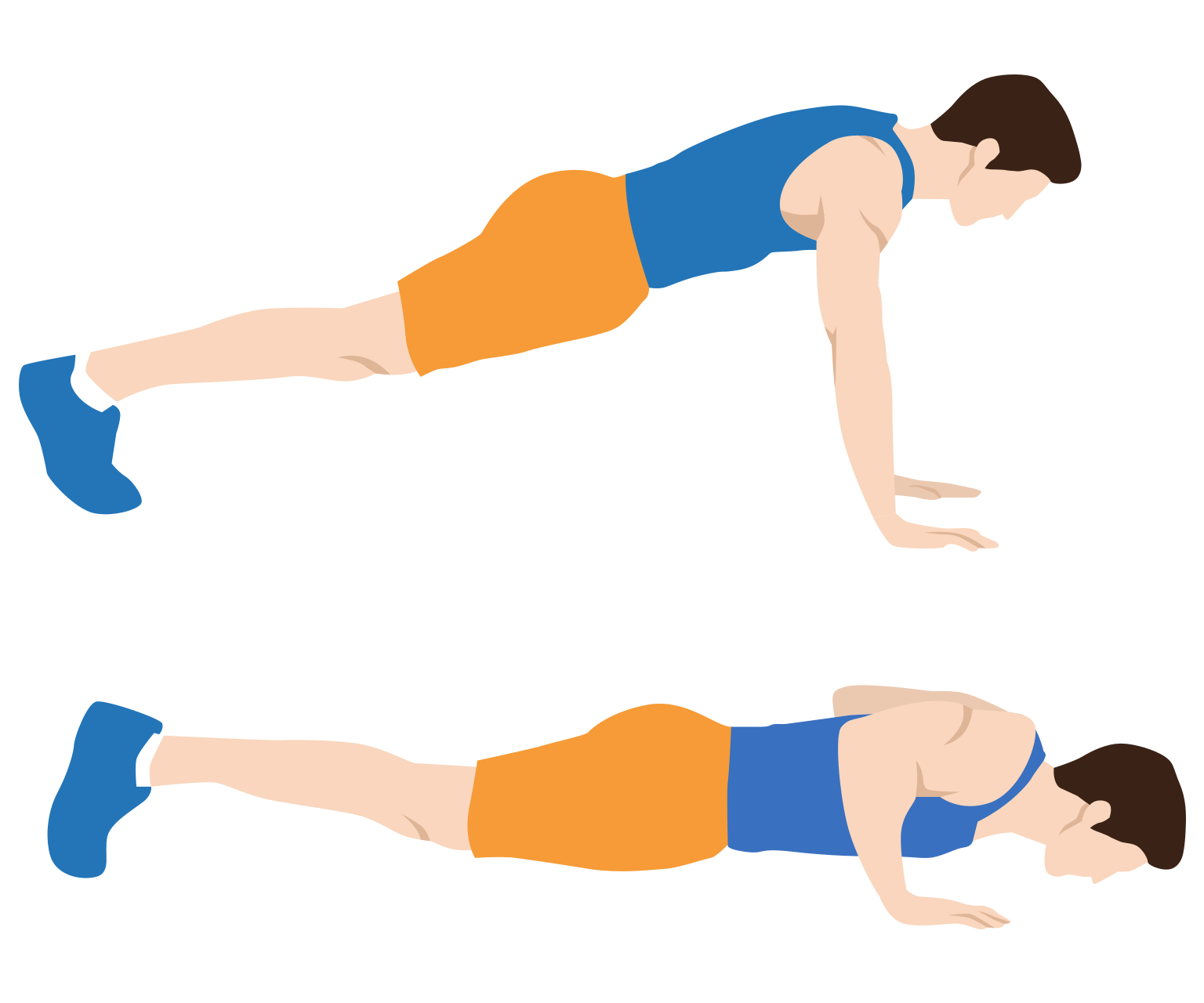 Push-up: versione ginocchia o piedi • mantieni il corpo in linea